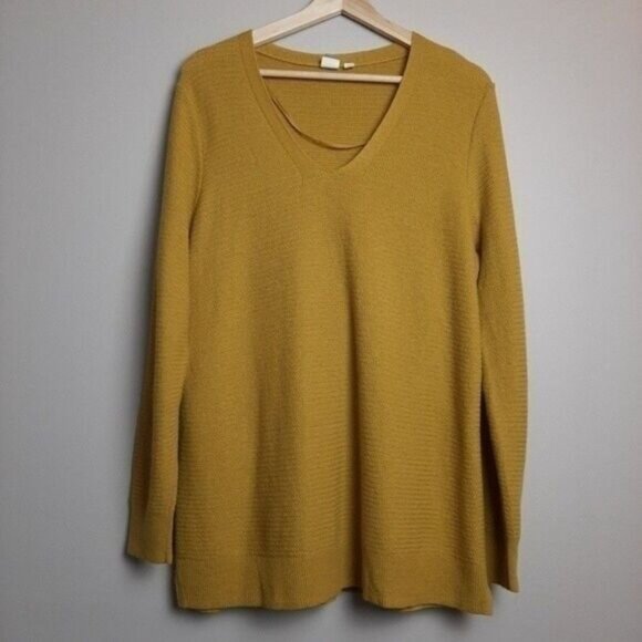 GAP Brooklyn V-neck Light Sweater Mustard Yellow Sz XL - Picture 2 of 8
